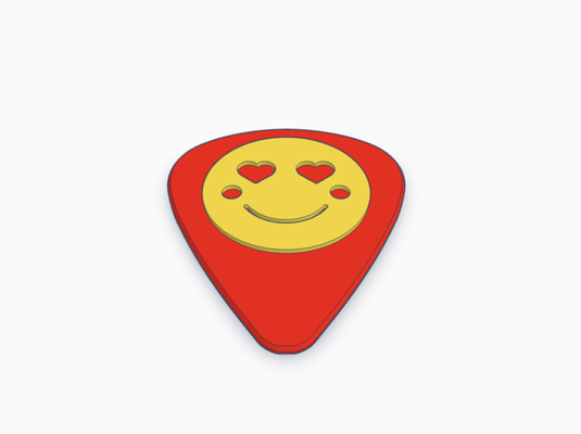 cuore fossette emoji chitarra scegliere basso elettrico acustico occhi strumento musica roccia classico pickcard gruppo musicale collezione carta 3d print model - Mito3D