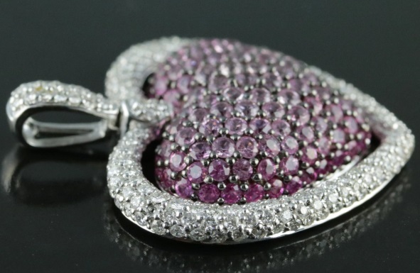 cœur double ligne diamant pendentif 4 bijoux 3d antique luxe rappeur hip Collier gemme élégant célébrité style bling Urbain couronne 3D print model - Mito3D