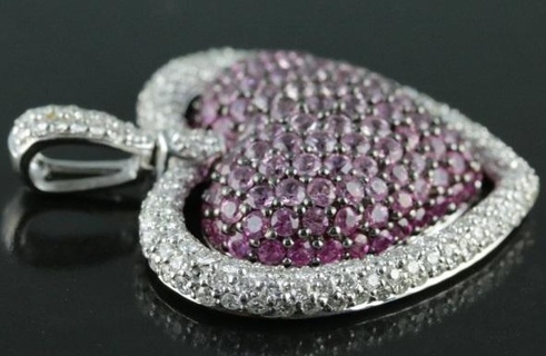heart double line diamond pendant 4 Jewelry 3d antique luxury rapper hiphop jewelry necklace gemstone elegant celebrity style jewellery bling gem urban crown 3d print model - Mito3D