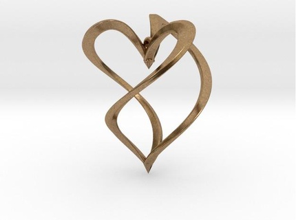 cœur boucle d'oreille chaîne cuivre mode cadeau petite amie illusion bijoux l'amour optique pendentif bague argent Valentin bois 3d print model - Mito3D