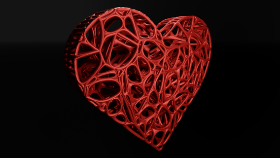 heart earring voronoi heart earring voronoi ion  3d print model - Mito3D