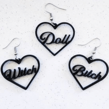 heart earrings pack 2 fashion bitch witch doll jewelry alt goth 3d print model - Mito3D