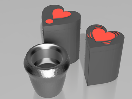coração emoji fosco conjunto cabaças arte 3d print model - Mito3D