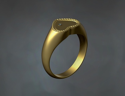 kalp nişan elmas yüzük heart ring takı wedding diamond zbrush 3d print model - Mito3D