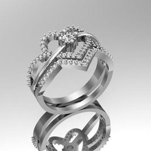 coração noivado anel banda joalheria diamante 3d print model - Mito3D