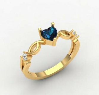 heart eye round diamond ring jewelry engagement wedding set pendant fish dolphine sea water custom work necklace 3d print model - Mito3D