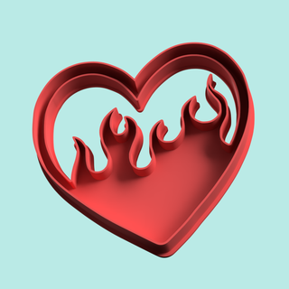 heart fire cookie cutter stamp cookie cutter heart fire flaming heart stamp cutter  3d print model - Mito3D