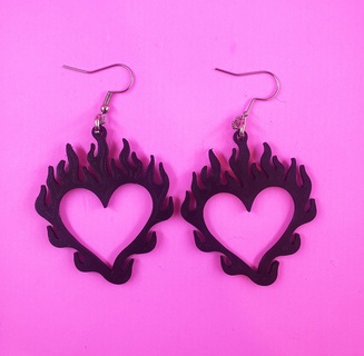 heart fire earrings 3d print model - Mito3D