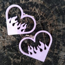 heart flames earrings jewelry hoops flame key ring pending charms pendant earring 3d print model - Mito3D