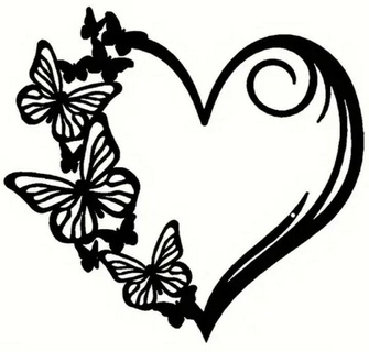 cuore flower1 arte parete tatuaggio fiori farfalla 3d print model - Mito3D