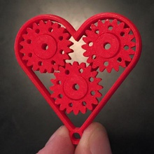 heart gear keychain fashion geared valentines love 3d print model - Mito3D