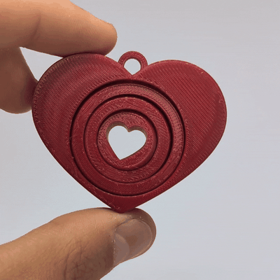 heart gyroscope keychain fun toy print in place gyro spinner stress ansiety spinning gift rotating rotation moving love passion romantic valentines 3d print model - Mito3D