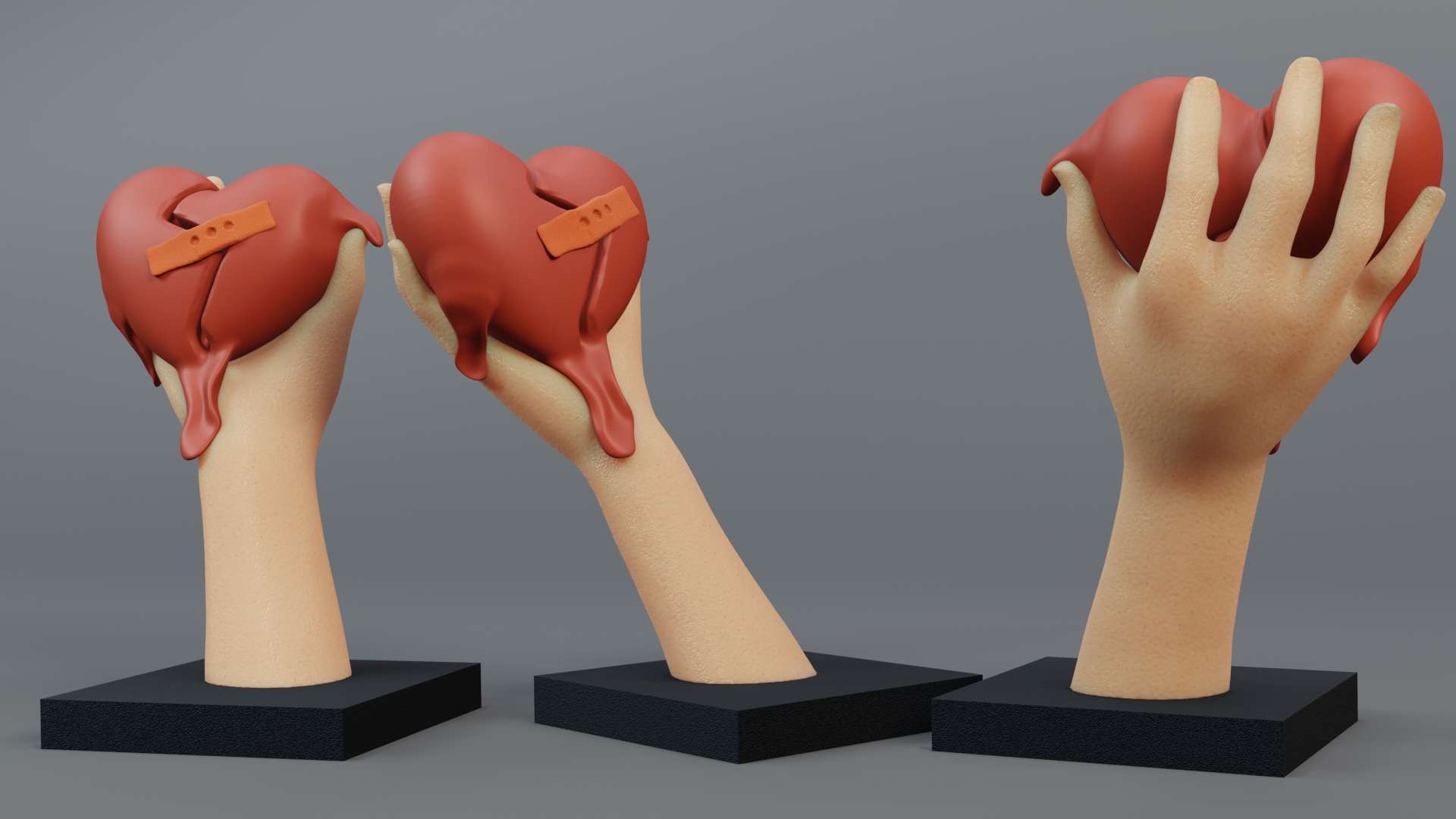 heart hand hearted 3D print model - Mito3D