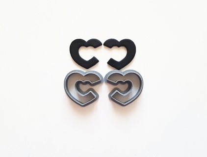 heart hoop clay cutter set Jewelry pendant small mini stud funky organic 3d print model - Mito3D