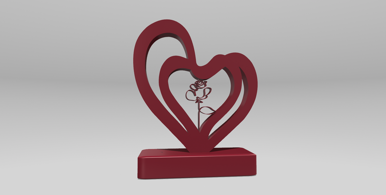 heart in rose plaque decor stand hearts continuous engagement gift proposal wedding valentine's day anniversary love statue romantic figurine meaningful commemorative wife birthday holiday home 3d print model - Mito3D