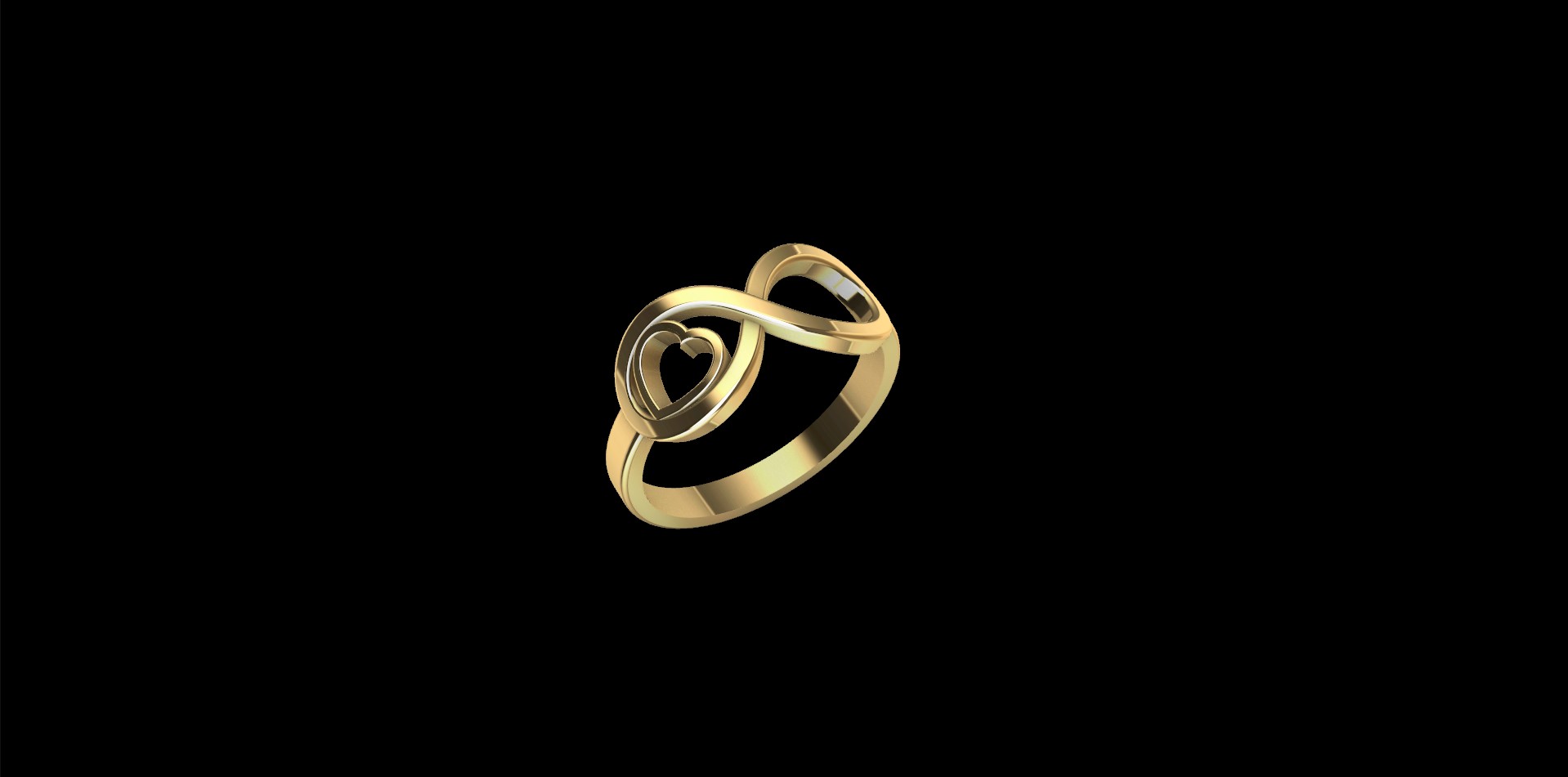 coração infinidade anel ouro círculo infinito 3D print model - Mito3D