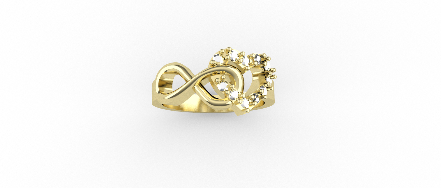 corazón infinito anillo 3d modelo oro 18k joyería joya dama quilate delicado amor clásico eterno ciclo familia libertad sinceridad confiar fidelidad 3D print model - Mito3D