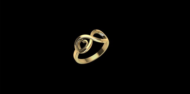 heart infinity ring gold circle infinite 3d print model - Mito3D