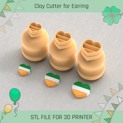 heart ireland saint patrick's day mini clay cutter tools earring 3d print model - Mito3D