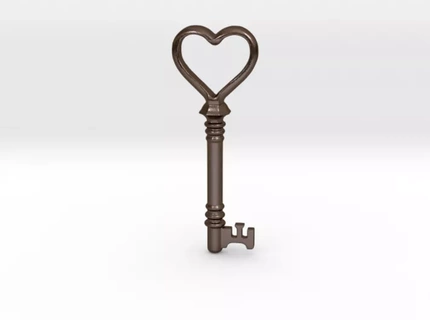 heart key door old 3d print model - Mito3D