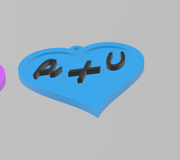 heart key ring letter + u Jewelry saint valentine's day keys gadget games play bricoloup 3d 3d print model - Mito3D