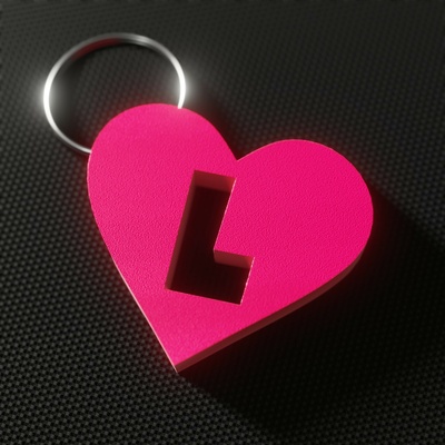 heart keyring - letter l keychain valentine's day 3d print model - Mito3D