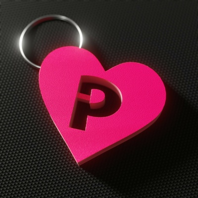 heart keyring - letter p keychain valentine's day 3d print model - Mito3D