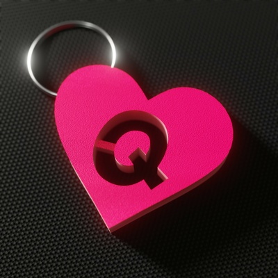 heart keyring - letter q keychain valentine's day 3d print model - Mito3D