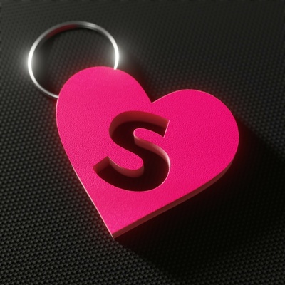 kalp anahtarlık mektup s sevgililer gün 3d print model - Mito3D