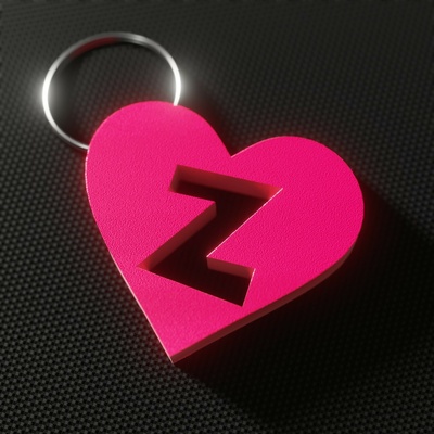 coração chaveiro carta z namorados 3d print model - Mito3D
