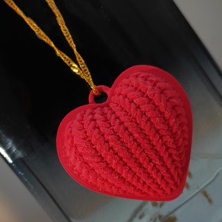 heart knitted jewelry embrodery love mom keychain wool gift art 3d print model - Mito3D