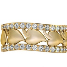 corazón hoja anillo diamantes joyería precioso lujo diamante moda oro platino joya imprimible plata gem cóctel amor banda brillante anillos 3d print model - Mito3D