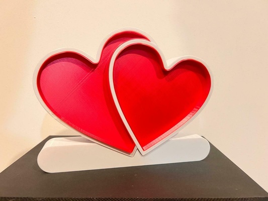 coração luz conduziu preparação iluminado cartas arte corações duplo logotipo 3d print model - Mito3D