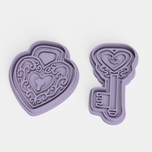 heart lock & key cookie cutter set 2 home alice wonderland stamp cookies cook cithen cutters kingsley valentine's day valentine holiday party cupid 3d print model - Mito3D