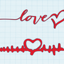 coração amar texto símbolo cardiograma pulso 3d print model - Mito3D