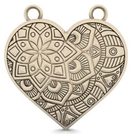 heart mandala pendant jewelry love keychain 3D print model - Mito3D