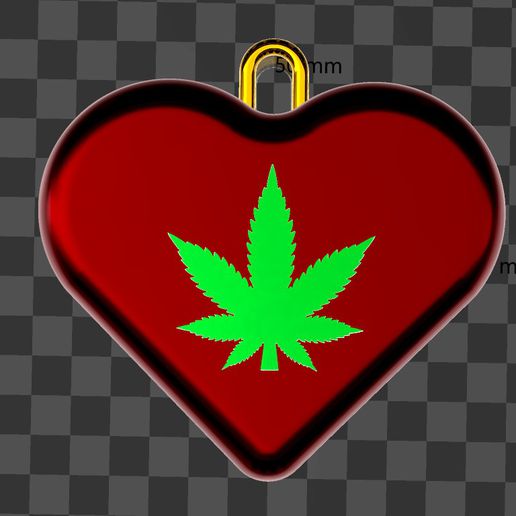 corazón marijuana hoja 3D print model - Mito3D