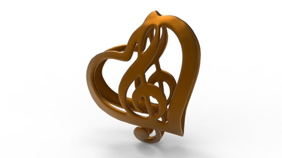 corazón música notas logo Arte esculpir escultura zbrush 3d print model - Mito3D