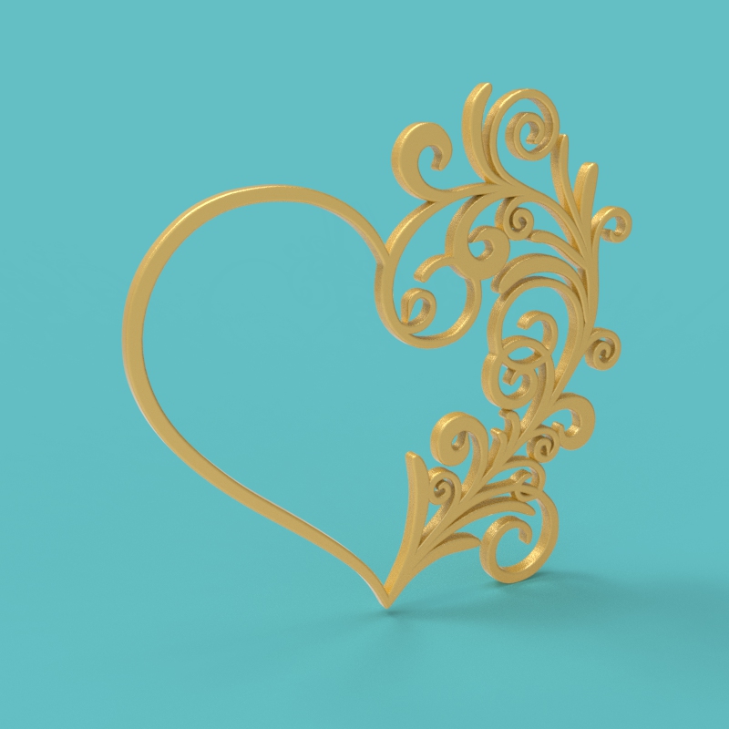 coração adornar logotipo arte parede peixe animal decoração casa 3D print model - Mito3D