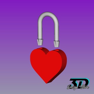 heart padlock 1 single use travel romantic customized 3d print model - Mito3D