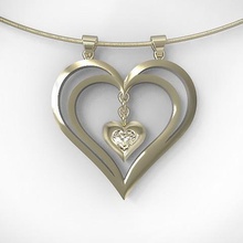 heart pendant jewelry gold diamond necklace rhinoceros printable 3d print model - Mito3D