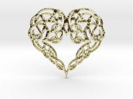 heart pendant amulet bracelet gold jewelry love popular valentine valentines fashion 3d print model - Mito3D