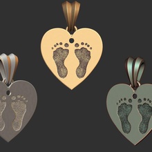 heart pendant footprint jewelry jewel jewells jewellery love foot print fingerprints zbrush cnc printable 3dprintable locket charm romantic symbol valentine pendants 3d print model - Mito3D