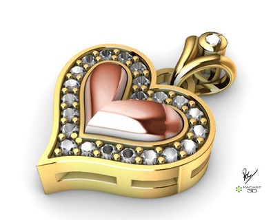 heart pendant gems drops stl obj 3dm stones rhinestones fine jewelry design charms pendants designer modeling 3d charm 3d print model - Mito3D