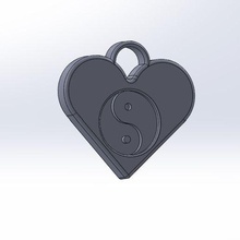 heart pendant yin yang jewelry collar love key ring 3d print model - Mito3D