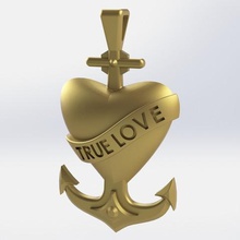 heart pendant jewelry gem henchman sweetheart collar anchor 3d print model - Mito3D