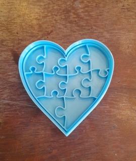 heart puzzle cookie cutter cutting 3d print model - Mito3D