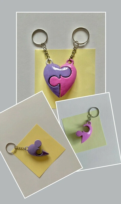heart puzzle keychain 3d print model - Mito3D