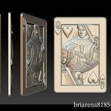 Herz Königin spielen Karte Anhänger Schmuck Skulptur Silber Gold wild Tier Halskette Jack König Poker Kasino Roulette Spiel Diamant Emaille 3d print model - Mito3D