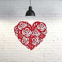 coeur de roses sculpture murale 2d san valentin jannie valentines cadeau art la décoration mural 3d print model - Mito3D